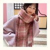 【软软糯糯】韩版格子女韩系甜美保暖提花粉秋冬柔软流苏粉色格子围巾围脖。ry 商品缩略图0