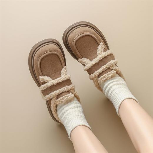 ZHR则则洋气保暖乐福鞋2024新款平底棉鞋美拉德加绒勃肯鞋毛毛鞋 商品图9