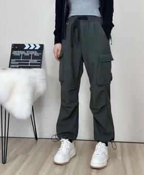 幸运鹿冬季加绒加厚工装休闲裤男女款防泼水户外多袋裤