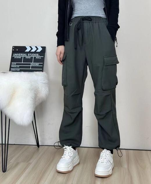 幸运鹿冬季加绒加厚工装休闲裤男女款防泼水户外多袋裤 商品图0