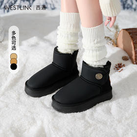 西遇雪地靴女厚底冬季新款复古短筒面包棉靴加厚加绒外穿棉鞋V4347879