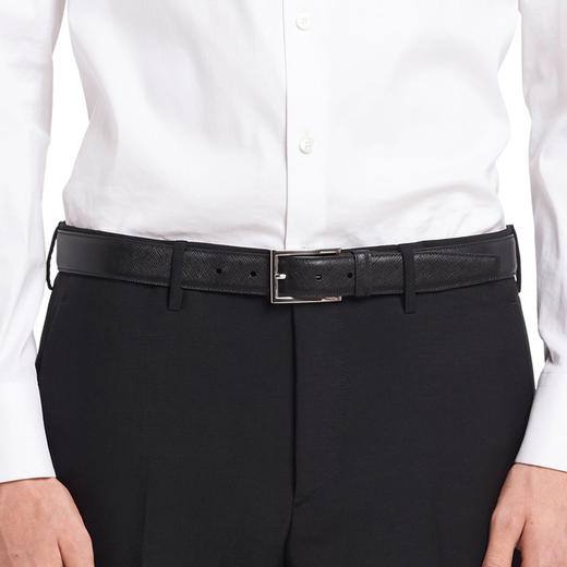 PRADA 普拉达 男士 Saffiano 十字纹皮革腰带 黑色 2CC001 053 F0002 商品图2