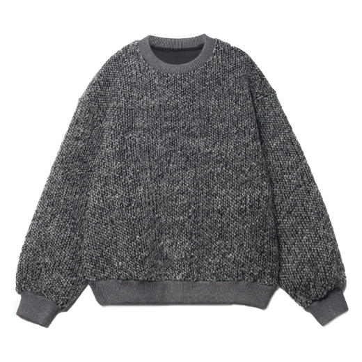 WY79扎染提花圆领保暖秋季毛圈卫衣长袖时尚户外宽松男女同款灰色 商品图1