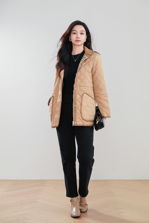 【Burberry带标系列】火桐hooton 菱形绗缝长款带帽外套 商品图0