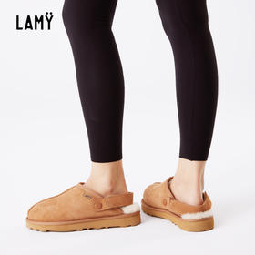 进口澳洲真皮毛一体平底低帮圆头软底拖鞋HZ003