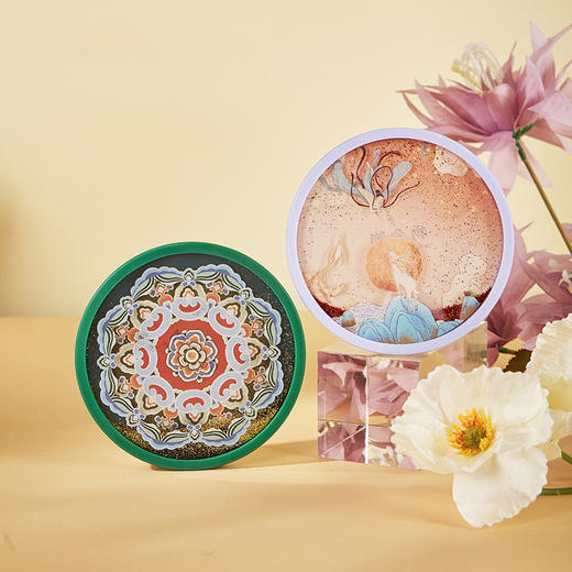 敦煌系列 藻井纹双层流沙杯垫 飞天九色鹿双层流沙杯垫 商品图0