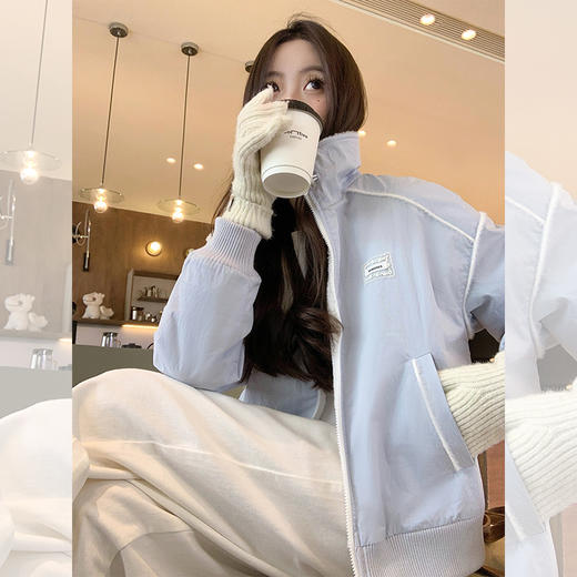 【269元任选2件】现货！成本巨贵，拍下包赚！百搭休闲浅蓝色翻领厚外套 商品图2