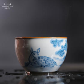 问鼎汝瓷鼎峰柴窑天青大缸杯 （松下梅鹿）