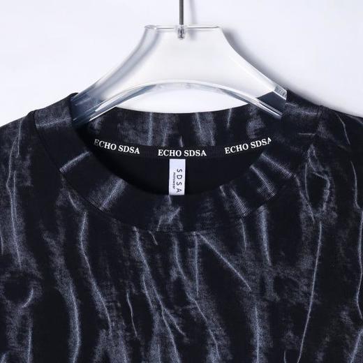 T1851新版时尚个性肌理纹晕染圆领套头长袖T恤休闲百搭潮流上衣 商品图1