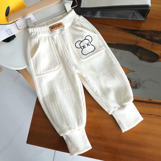 【松紧腰设计，舒适自由活动】秋冬宝宝新款裤子 男童女童加绒休闲长裤 儿童保暖加厚童裤-QQ 商品图4