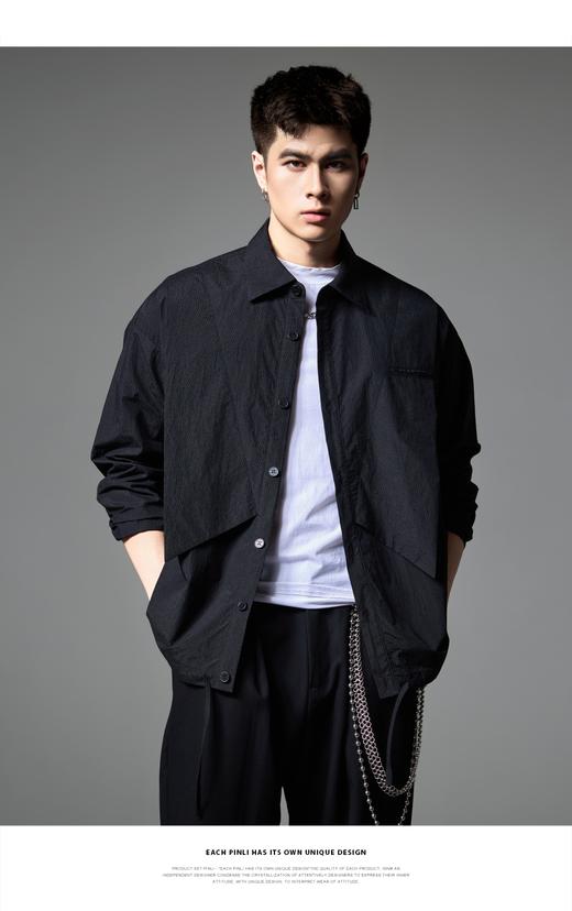 PINLI品立新款工装宽松休闲夹克潮牌黑色时尚休闲男外套B243104037 商品图6