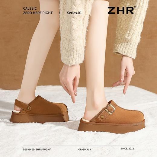 ZHR则则加绒厚底雪地靴防滑女鞋冬季新款勃肯半拖包头百搭棉拖鞋 商品图7