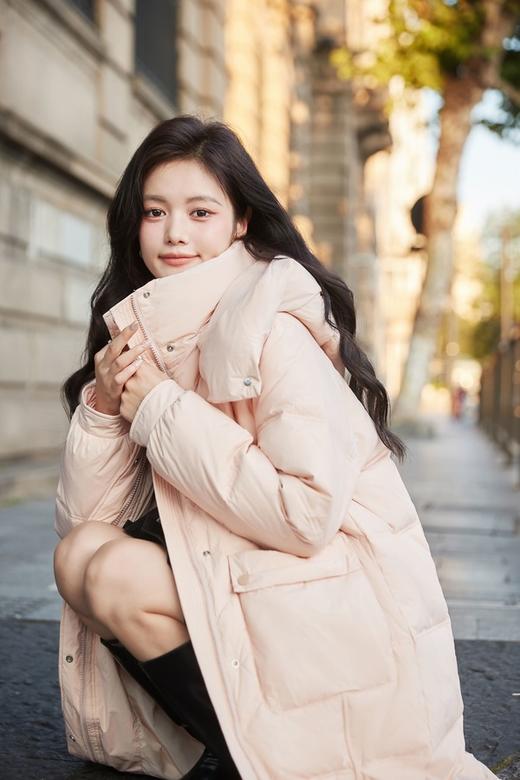 HAYES 粉色长款白鸭绒外套 19716 商品图5