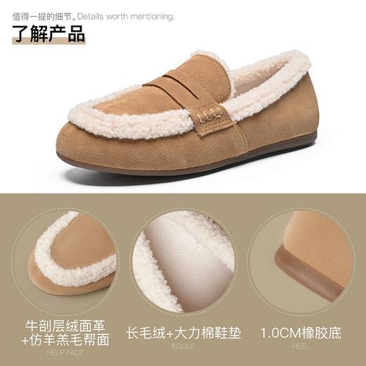 ZHR加绒勃肯鞋女2024新款特厚防冻棉鞋一脚蹬毛毛鞋ins乐福鞋外穿 商品图1