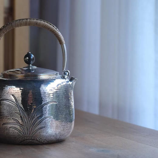 《兰》高工银壶，纯手工锻打口打出，锤目纹理塹刻工艺 商品图3