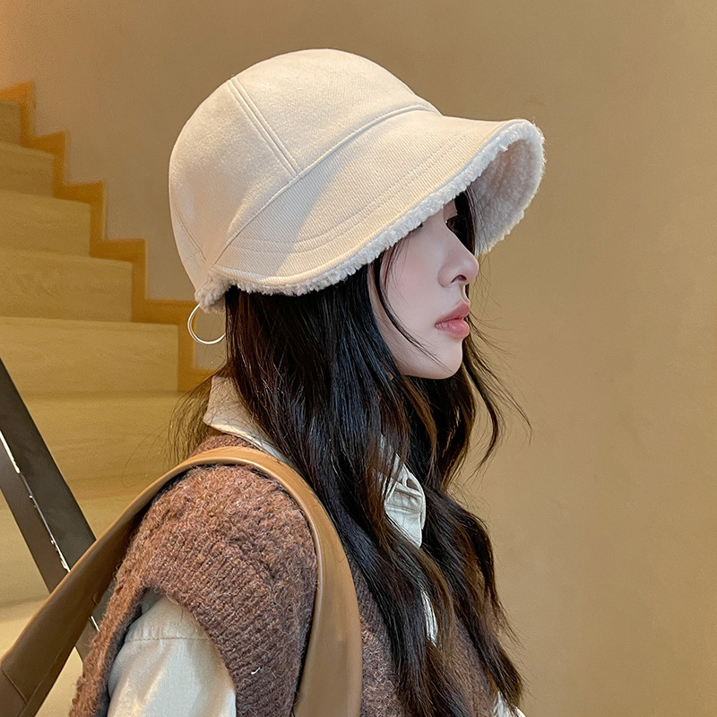 【拍2送保暖口罩1个】秋冬加厚保暖羊羔毛鸭舌帽可调节渔夫帽女（4-1113）拍下72小时陆续发货