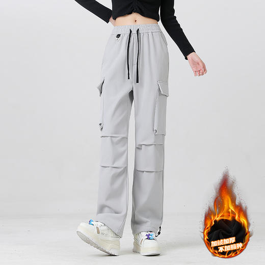 幸运鹿冬季加绒加厚工装休闲裤男女款防泼水户外多袋裤 商品图7