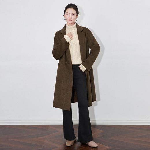 【高货wl】全新升级【铂金会员588/天猫789/差价201】(03116) 洛诗琳精简职场羊毛双面呢外套宽松西装领中长款毛呢大衣 商品图1