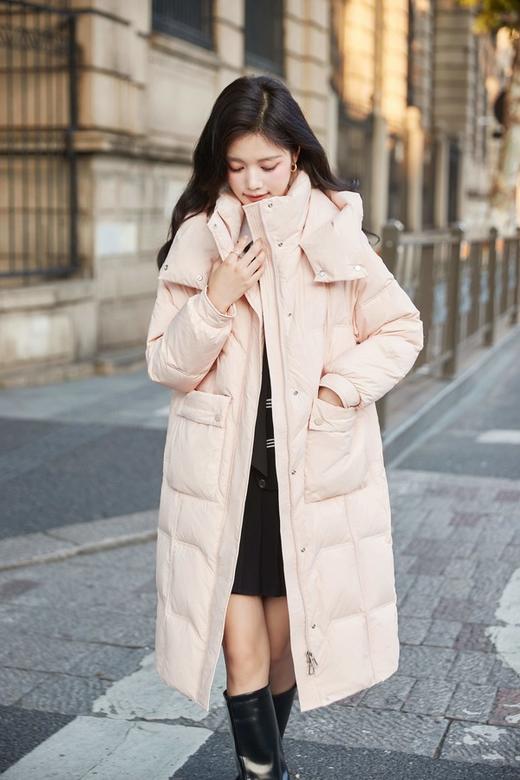 HAYES 粉色长款白鸭绒外套 19716 商品图0