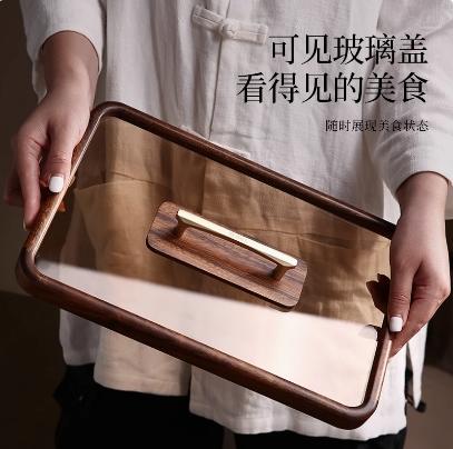 南美胡桃木矩形双层果盒 商品图2