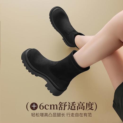 ZHR弹力靴2024新款冬季加绒保暖爆款短靴网红ins显高瘦瘦靴子厚底 商品图5