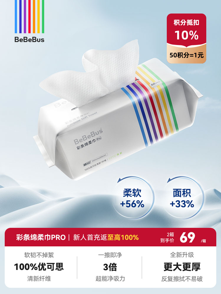 BeBeBus绵柔巾Pro60抽*9包