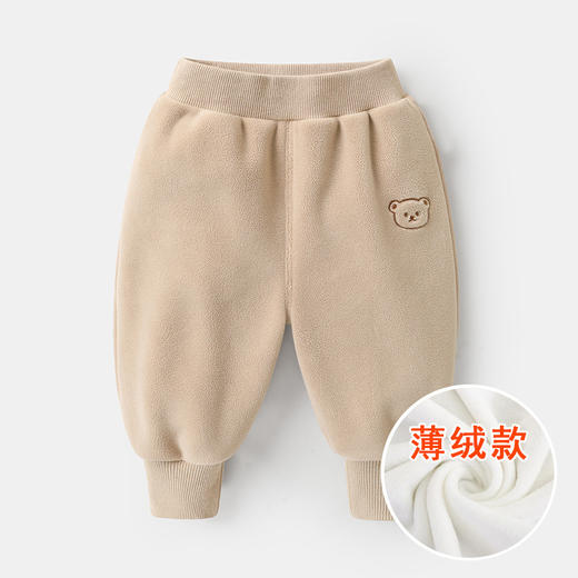 【弹力松紧裤腰，卡通动物绣花】婴儿奥粒绒裤子 加厚秋冬一体绒长裤 加绒男女宝宝 中小儿童休闲裤-QQ 商品图4