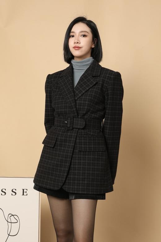 LNNNS 黑蓝格纹收腰西装外套 15514 商品图0
