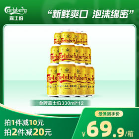 金牌嘉士伯特酿啤酒330ml*12罐