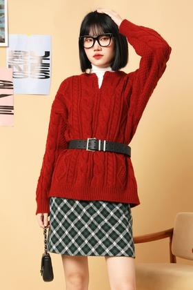 LNNNS 套头复古麻花宽松针织上衣 15573