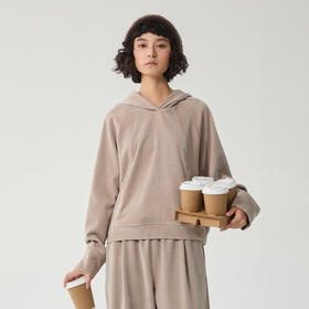 谜底连帽卫衣女2024冬新品休闲百搭宽松雪尼尔弹力上衣244MV1566