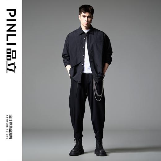 PINLI品立新款工装宽松休闲夹克潮牌黑色时尚休闲男外套B243104037 商品图1