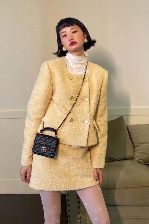 amadella 气质鹅黄色小香风外套半裙套装 15424 商品图7