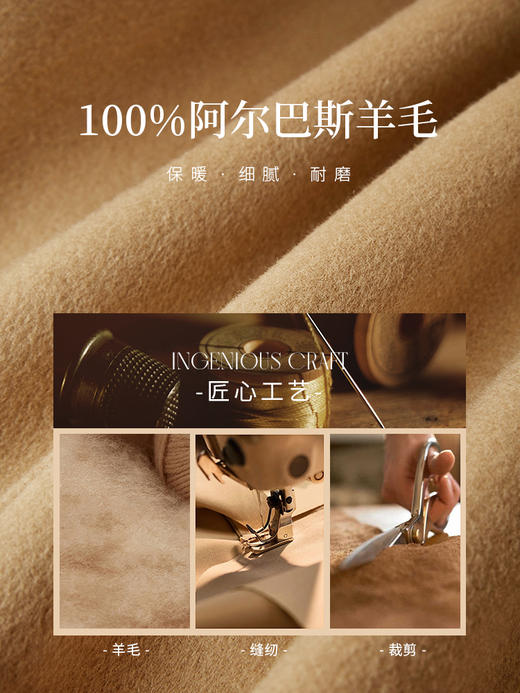 【年终特卖】熙世界翻驳领双面呢羊毛大衣女中长款冬季新款高级感灰色毛呢外套 商品图2