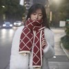 【时尚百搭！红色围巾】女士围巾保暖加厚毛线针织格子围脖红色围巾女百搭网红新款小香风。ry 商品缩略图3