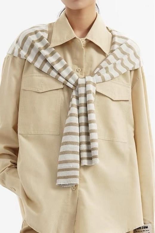 LNNNS 卡其色拼色披肩围巾 19276 商品图0