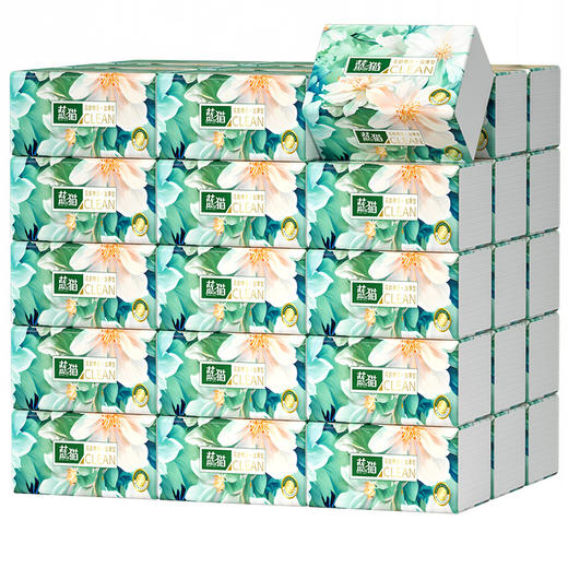 「40包/箱！四层加厚」蓝猫纸抽居家日用面巾纸原木纸便携抽取式纸巾抽纸卫生纸清洁工具 商品图4