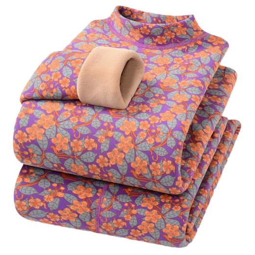 冬季女士【半高领碎花保暖内衣套装】加绒加厚 中老年防寒中领秋衣秋裤  商品图4