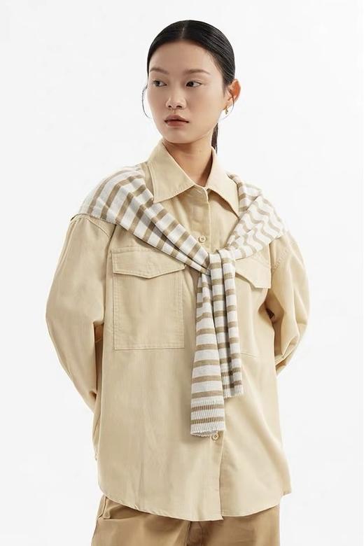 LNNNS 卡其色拼色披肩围巾 19276 商品图1