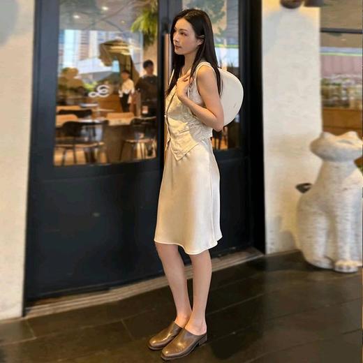 【顺丰包邮】75943 洛诗琳高级感简约纯色醋酸丈根半身裙女115 商品图0