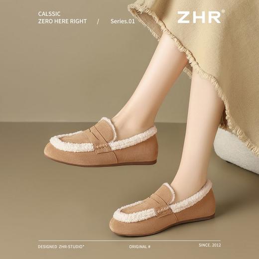 ZHR加绒勃肯鞋女2024新款特厚防冻棉鞋一脚蹬毛毛鞋ins乐福鞋外穿 商品图9