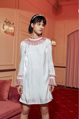 komello 亮丝大A摆撞色连衣裙 14573