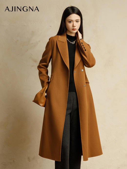【商场同款】阿菁娜冬季新品经典长款收腰大衣A30D211010 商品图3