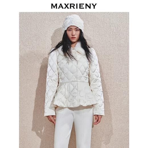 MAXRIENY贵雅新中式羽绒服修身女2024秋冬新款大毛领亮片外套加厚(货号:MS85DC502) 商品图0