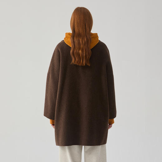 谜底呢子大衣女2024冬季新品时尚翻领大廓形中长款毛呢244GD1482 商品图2