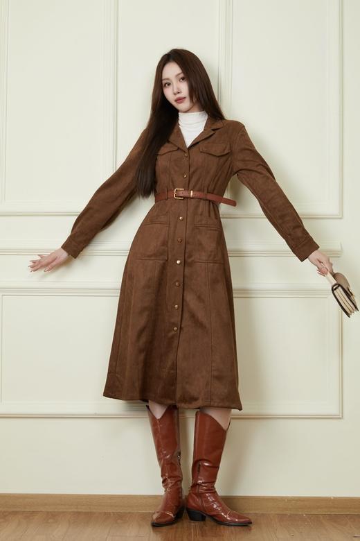 LNNNS 法式复古皮绒收腰连衣裙 19706 商品图0