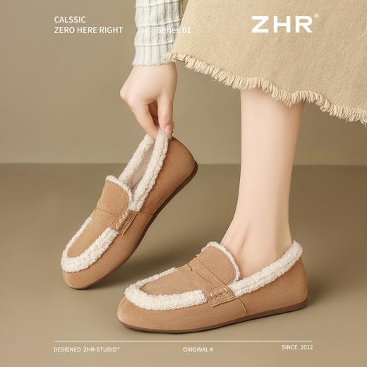 ZHR加绒勃肯鞋女2024新款特厚防冻棉鞋一脚蹬毛毛鞋ins乐福鞋外穿 商品图8