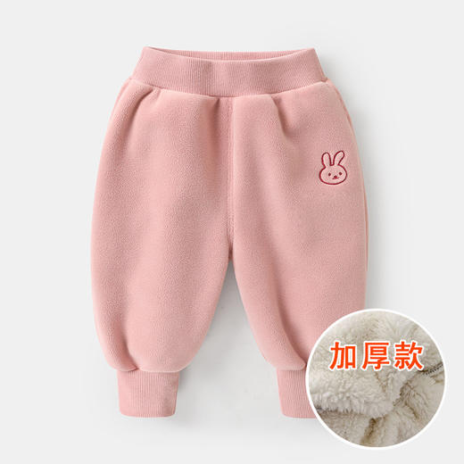 【弹力松紧裤腰，卡通动物绣花】婴儿奥粒绒裤子 加厚秋冬一体绒长裤 加绒男女宝宝 中小儿童休闲裤-QQ 商品图11