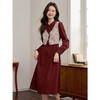 【专属特价】熙世界法式假两件红色连衣裙女长袖2025冬季新款马甲拼接气质裙子 商品缩略图3