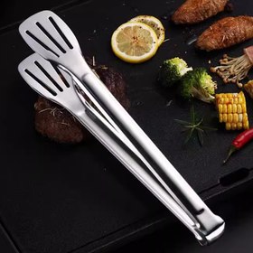 14寸不锈钢食品夹 方头 三线食物夹 自助餐夹烧烤卤菜夹长柄食品夹